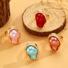 Wholesale Jewelry Baroque Alloy Inlaid Imitation Pearl Geometric Irregular Ring