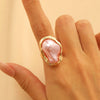 Wholesale Jewelry Baroque Alloy Inlaid Imitation Pearl Geometric Irregular Ring