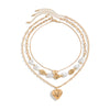 Wholesale Jewelry Baroque Heart Shape Tassel Pendant Clavicle Chain Pearl Alloy Necklace
