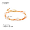 Wholesale Jewelry Baroque Pendant Natural Stone Necklace And Non Fading Titanium Steel Bracelet With Geometric Design And Electroplating For Women