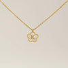 Wholesale Jewelry Basic Classic Style Letter Flower 304 Stainless Steel Shell 18K Gold Plated Plating Inlay Pendant Necklace