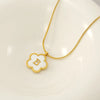 Wholesale Jewelry Basic Classic Style Letter Flower 304 Stainless Steel Shell 18K Gold Plated Plating Inlay Pendant Necklace