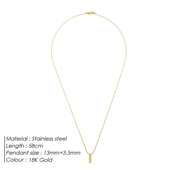 Basic Simple Style Classic Style Customization Laser Engraving Solid Color 304 Stainless Steel Plating 18K Gold Plated White Gold Plated Men'S Pendant Necklace Men Pendant Necklaces