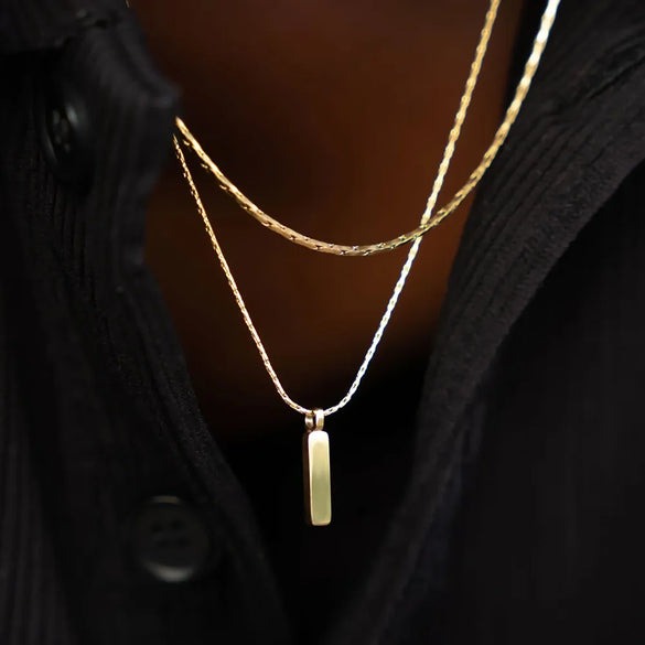 Basic Simple Style Classic Style Customization Laser Engraving Solid Color 304 Stainless Steel Plating 18K Gold Plated White Gold Plated Men'S Pendant Necklace Men Pendant Necklaces