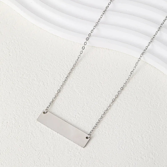 Wholesale Jewelry Basic Simple Style Geometric Customization Laser Engraving 201 Stainless Steel Plating Pendant Necklace Cable Chain