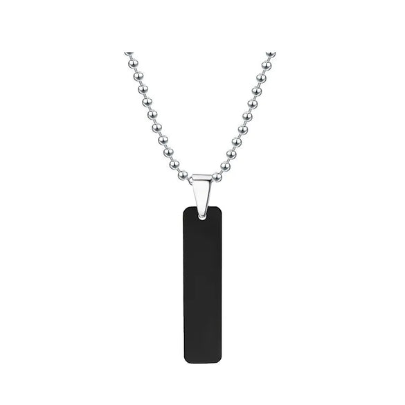 Wholesale Jewelry Basic Simple Style Geometric Customization Laser Engraving Long Strip 201 Stainless Steel Plating Pendant Necklace Ball Chain