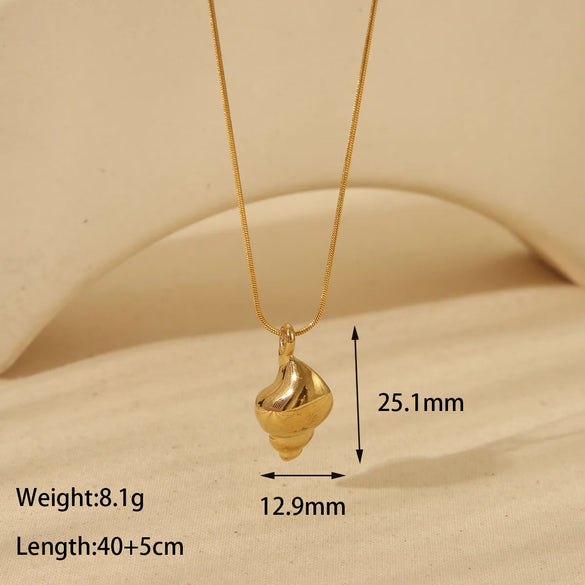 Wholesale Jewelry Beach Commute Turtle Flower Snail 304 Stainless Steel 18K Gold Plated Pendant Necklace