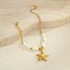 Wholesale Jewelry Beach Ocean Style Shell Starfish Pendant Stainless Steel Geometric Electroplated Necklace Bracelet