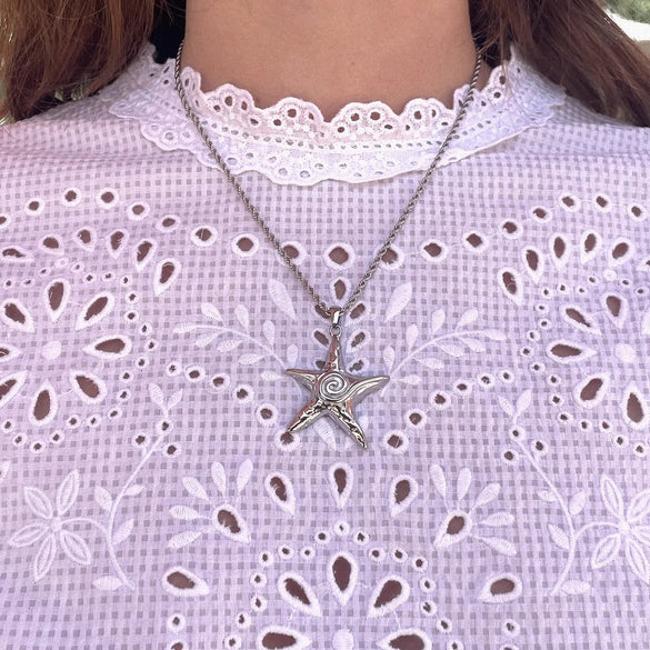 Wholesale Jewelry Beach Simple Style Starfish 304 Stainless Steel Hemp Flowers Chain Earrings Necklace