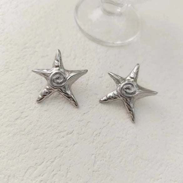Wholesale Jewelry Beach Simple Style Starfish 304 Stainless Steel Hemp Flowers Chain Earrings Necklace