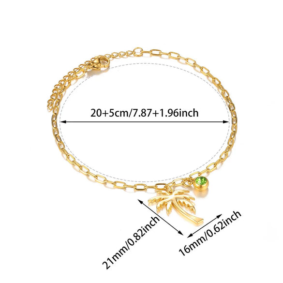 Wholesale Jewelry Beach Tropical Coconut Tree Copper Anklet