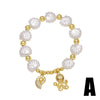 Wholesale Jewelry Beaded Shell Starfish Ocean Style Copper Goldplated Geometric Bracelet