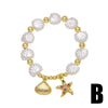 Wholesale Jewelry Beaded Shell Starfish Ocean Style Copper Goldplated Geometric Bracelet
