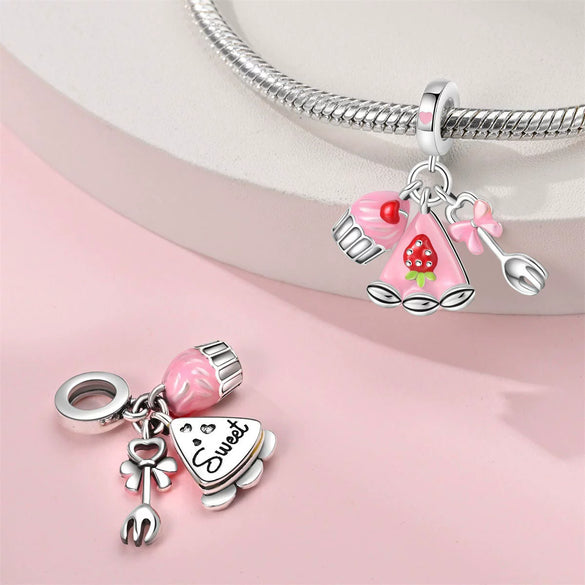 Wholesale Jewelry Beads Accessories Bracelet 925 Silver Plated Copper Dripping Oil Fruit Food Style
