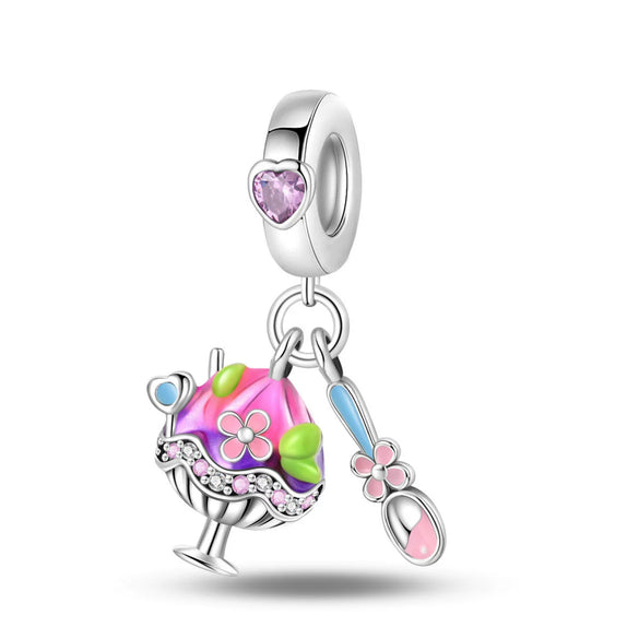 Wholesale Jewelry Beads Accessories Bracelet 925 Silver Plated Copper Dripping Oil Fruit Food Style