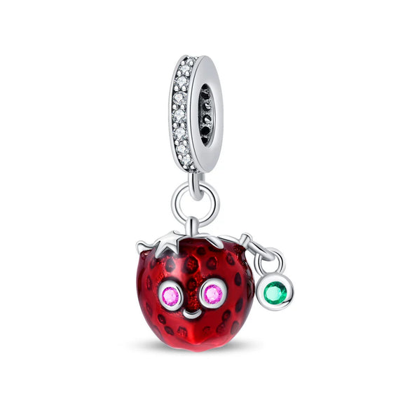 Wholesale Jewelry Beads Accessories Bracelet 925 Silver Plated Copper Dripping Oil Fruit Food Style