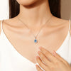 Wholesale Jewelry Blue Crystal Water Drop Pendant Necklace S925 Sterling Silver Inlaid Zircon Diamond Geometric Style For Women