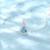 Wholesale Jewelry Blue Crystal Water Drop Pendant Necklace S925 Sterling Silver Inlaid Zircon Diamond Geometric Style For Women