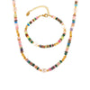 Wholesale Jewelry Bohemian Style Freshwater Pearl Natural Stone Beaded 316L Stainless Steel Necklace Bracelet Electroplated