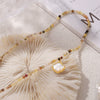 Wholesale Jewelry Bohemian Style Sea Shell Pendant 316L Stainless Steel Beaded Stitching Necklace With Geometric Pattern And Pearl Chain For Women