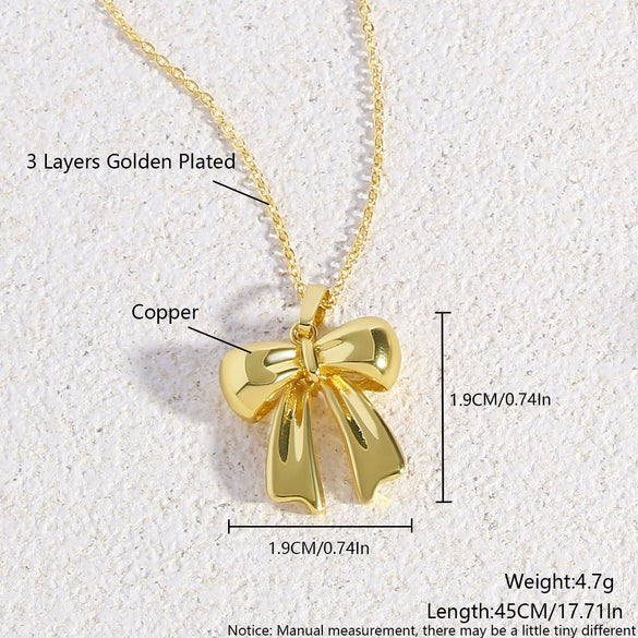Wholesale Jewelry Bow Copper Electroplated Women's Necklace