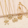 Wholesale Jewelry Bow Pendant Necklace Copper Gold Plated Women's Bamboo Chain