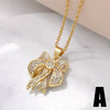 Wholesale Jewelry Bow Pendant Necklace Copper Gold Plated Women's Bamboo Chain