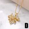 Wholesale Jewelry Bow Pendant Necklace Copper Gold Plated Women's Bamboo Chain