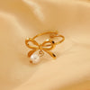Wholesale Jewelry Bow Stainless Steel Imitation Pearls Electroplated Snake Bone Chain Earrings Bracelet Necklace Choker For Female
