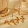 Wholesale Jewelry Bow Style 18K Gold And Stainless Steel Electroplated Earrings For Girls