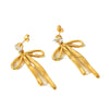 Wholesale Jewelry Bow Style 18K Gold And Stainless Steel Electroplated Earrings For Girls