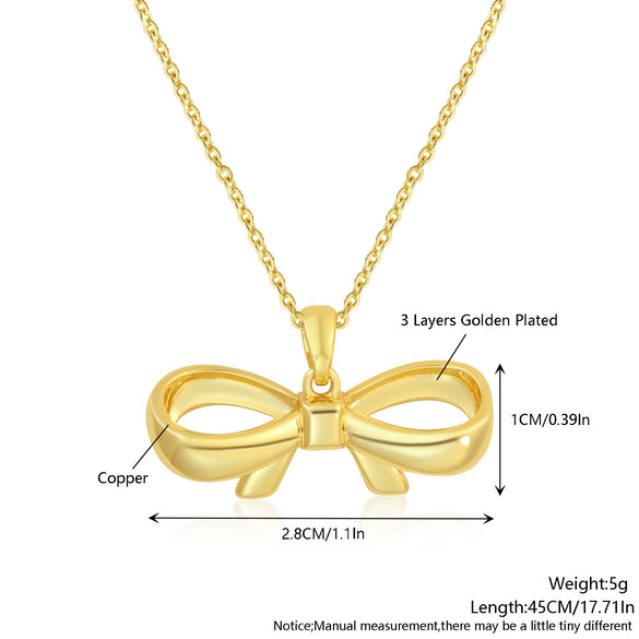 Wholesale Jewelry Bow Tie Copper Electroplated O Chain Pendant Necklace For Women