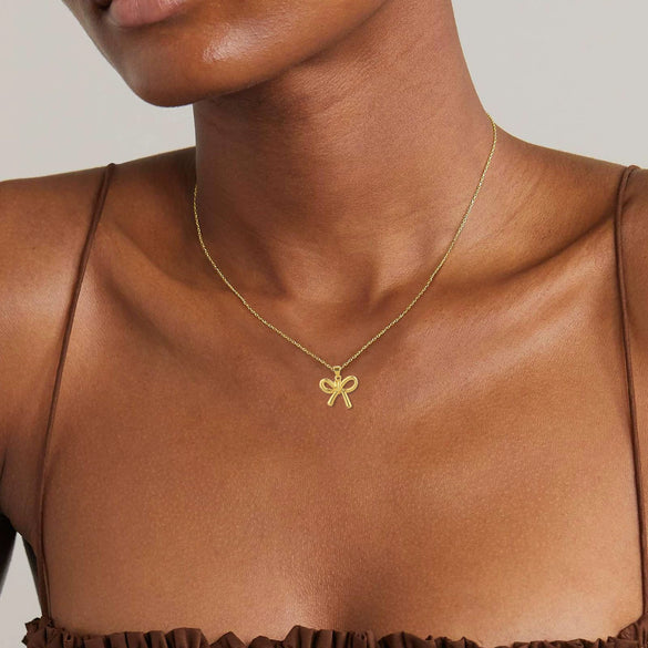 Wholesale Jewelry Bow Tie Copper Electroplated O Chain Pendant Necklace For Women