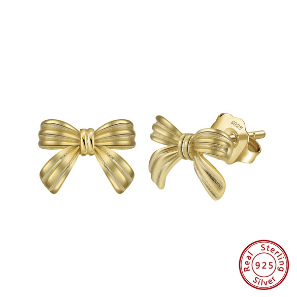 Wholesale Jewelry Bow Tie Earrings S925 Sterling Silver Electroplated