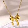 Wholesale Jewelry Bowknot Stainless Steel Gold Plated Necklace Bracelet Set