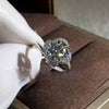 Wholesale Jewelry Brass And White Steel Geometric Ring Platinum Plated Rose Gold Zircon For Women