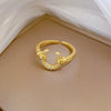 Wholesale Jewelry Brass Crescent Moon Ring With Crown Pattern Electroplated For Women