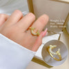 Wholesale Jewelry Brass Crescent Moon Ring With Crown Pattern Electroplated For Women