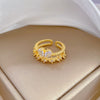 Wholesale Jewelry Brass Crown Butterfly Zircon Electroplating Ring Casual Cartoon Style