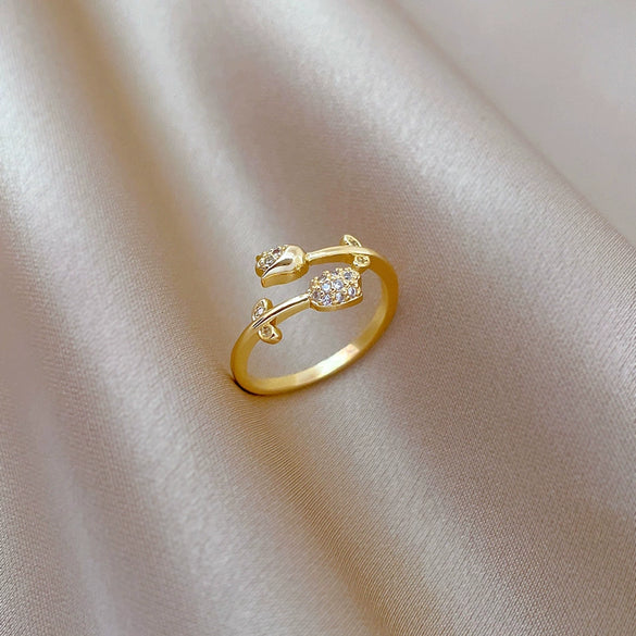 Wholesale Jewelry Brass Crown Design Electroplating Adjustable Opening Ring For Couple