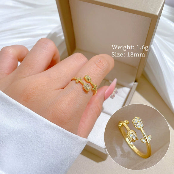 Wholesale Jewelry Brass Crown Design Electroplating Adjustable Opening Ring For Couple