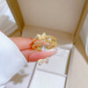 Wholesale Jewelry Brass Crown Shaped Electroplated Cartoon Style Ring For Women