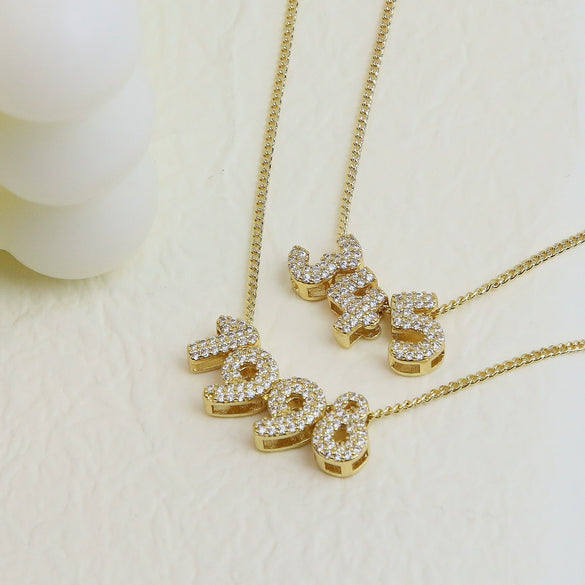 Wholesale Jewelry Brass Electroplated Letter Number Text Pendant Necklace