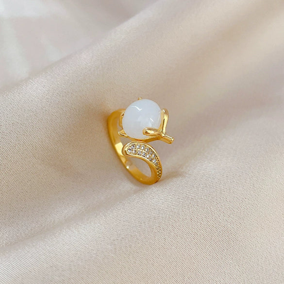 Wholesale Jewelry Brass Fox Zircon Ring With The Crown Pattern Electroplating Cartoon Style
