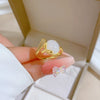 Wholesale Jewelry Brass Fox Zircon Ring With The Crown Pattern Electroplating Cartoon Style