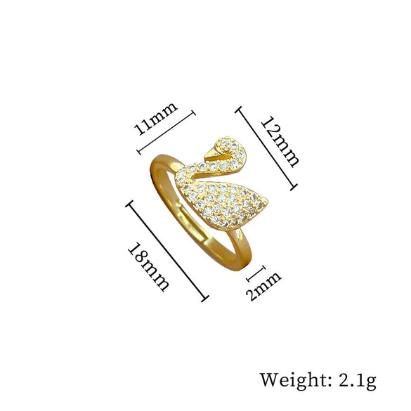 Wholesale Jewelry Brass Full Diamond Swan Ring With The Crown Pattern Electroplating For Women
