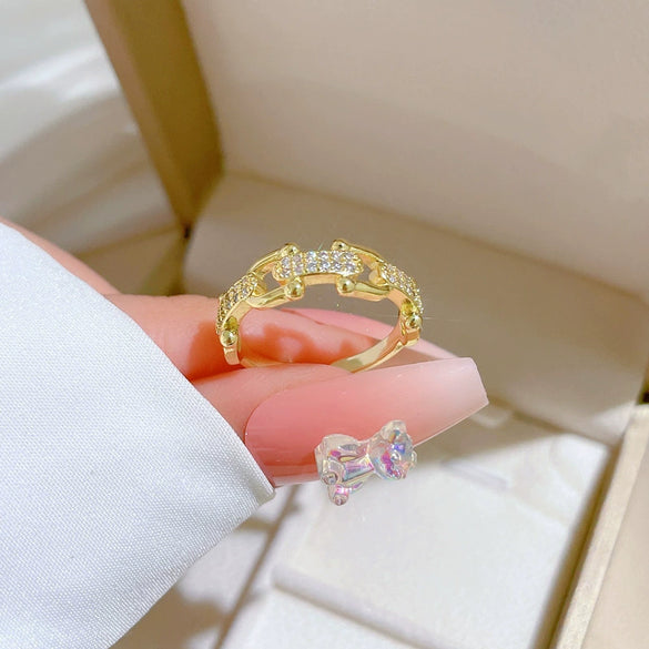 Wholesale Jewelry Brass Horseshoe Crown Cartoon Style Electroplated Ring