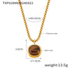Wholesale Jewelry British Retro Style 316L Stainless Steel Inlaid Tiger's Eye Square Pendant With Love Pattern Electroplated Earrings And Necklace Set