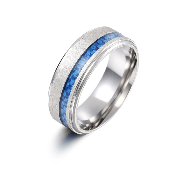 Wholesale Jewelry Brushed Matte Ring And Bracelet For Men Carbon Fiber Titanium Steel Geometric Style