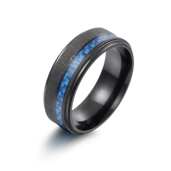 Wholesale Jewelry Brushed Matte Ring And Bracelet For Men Carbon Fiber Titanium Steel Geometric Style